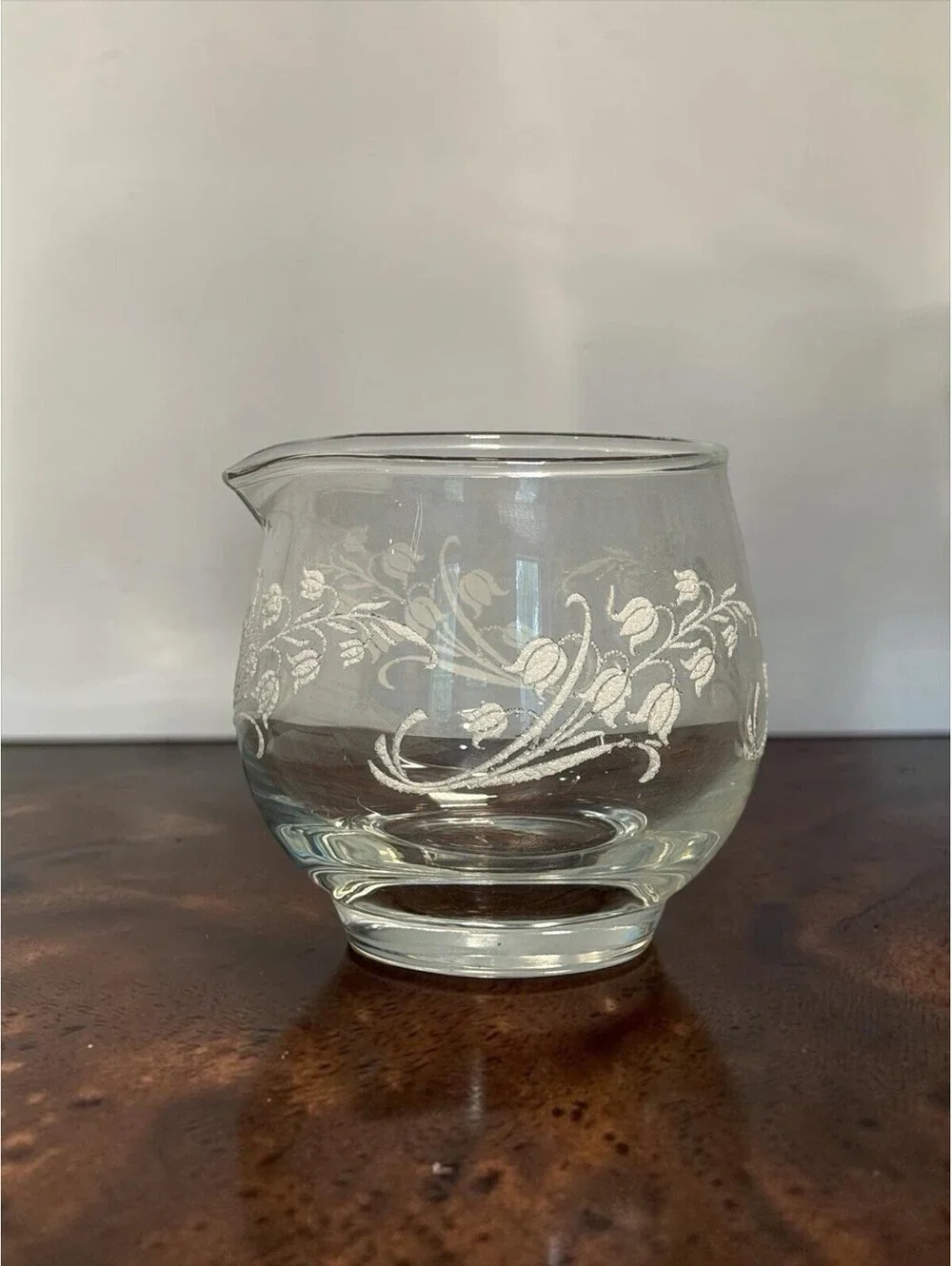 Vintage Libbey Lilly of the Valley Clear Glass Creamer